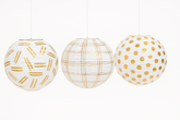 Gold Motif Paper Lanterns - 3 Pack for Any Celebration